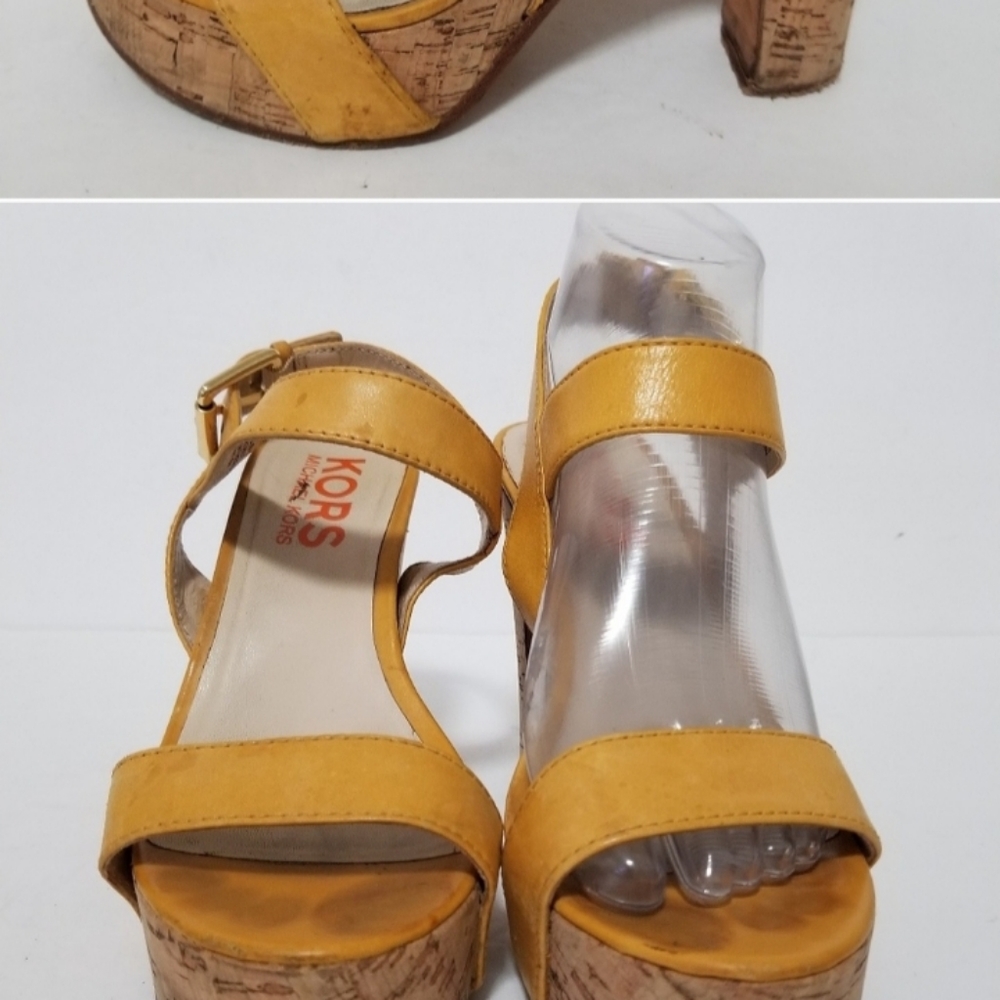 Michael Kors yellow heels like sandels with wood g